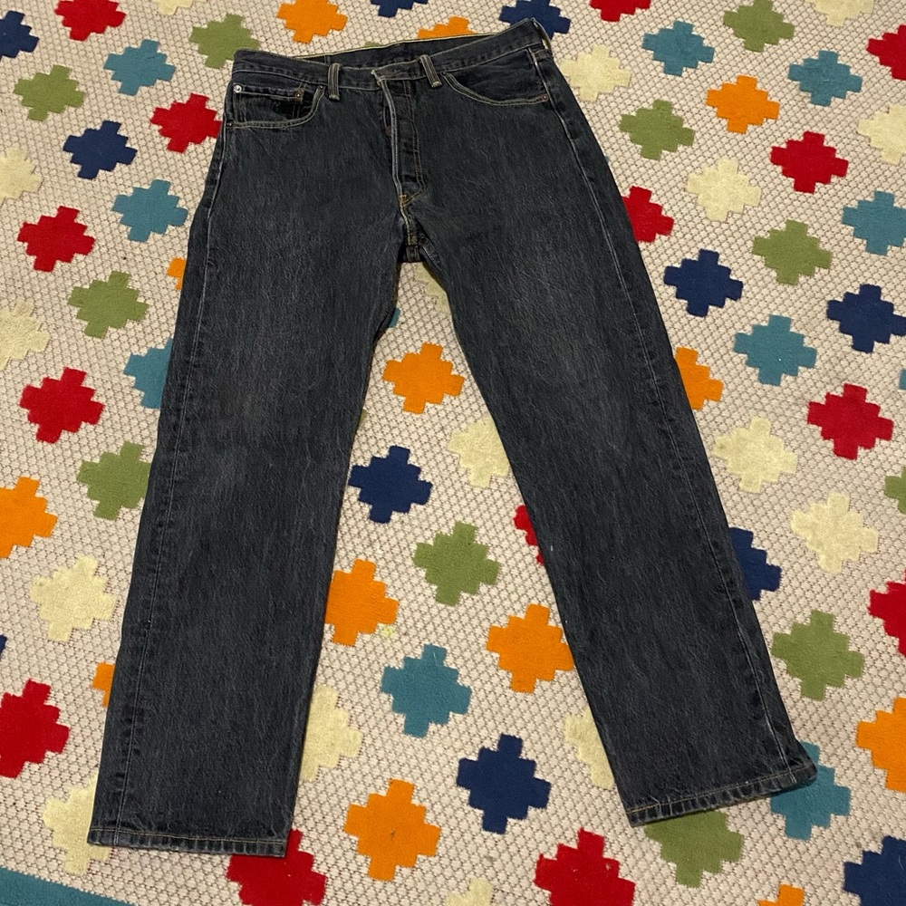 Levi’s Button Fly 501 501’s 34/32 34 Gray Washed Denim Jeans
